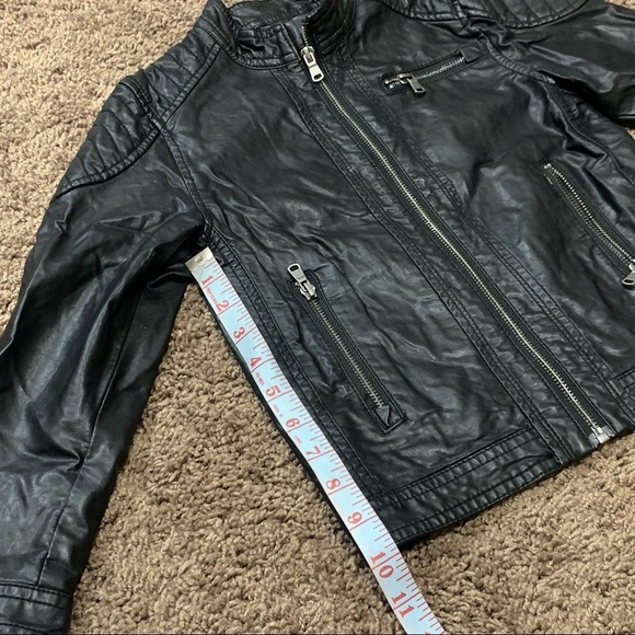 H&M kids 6/7y black vegan leather motorcycle jacket - Picture 8 of 9